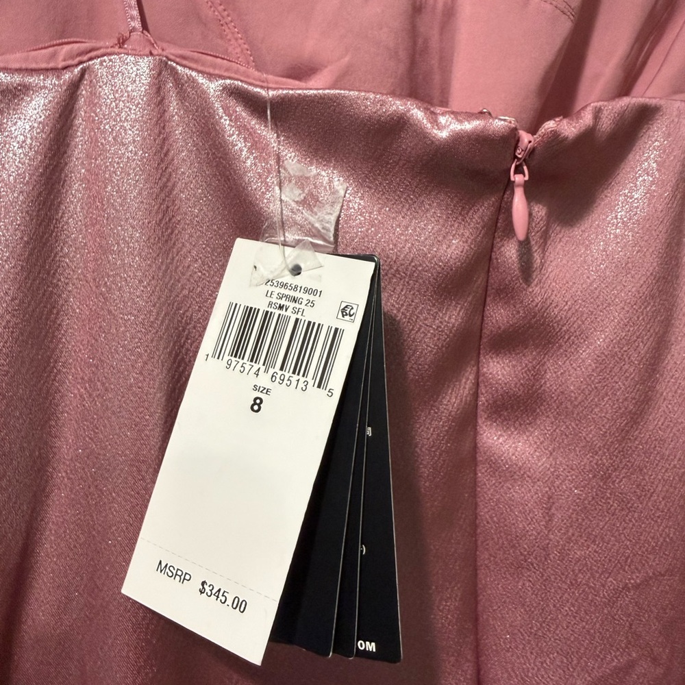 Lauren Ralph Lauren Foiled Charmeuse Strapless Gown in a soft pink hue. - Picture 5 of 6